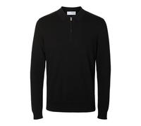SELETED HOMME SLHBERG LS Polo à Demi-Fermeture éclair Noos, Noir, L