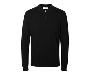 SELETED HOMME SLHBERG LS Polo à Demi-Fermeture éclair Noos, Noir, XL