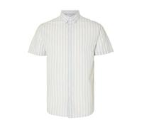 SELETED HOMME Slhreg-New Linen T-Shirt SS Noos Chemise à Manches Courtes, Bleu Cachemire/Rayures : Rayures