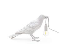 Seletti Bird Lamp Waiting lampe de table corbeau blanc