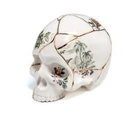 SELETTI crâne humain SKULL KINTSUGI (Blanc et or - Porcelaine)