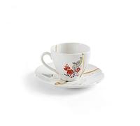 Seletti Tasse à café Kintsugi No°2 en porcelaine avec soucoupe – Or 24 carats
