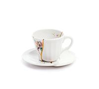Seletti Kintsugi Tasse avec Soucoupe en Porcelaine et Or 24 carats Mod. 3