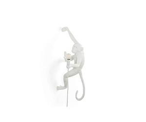 SELETTI Lampe « Monkey » en forme de singe, applique fixée au niveau de la main droite du singe, blanc