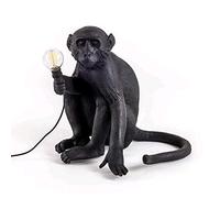 Seletti Lampe Singe assis en résine, Noir, 45 x 39 x 36 cm