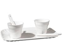 Seletti Set : 2 verres à café + 2 piquettes+1 plateau 13 x 20 cm en porcelaine
