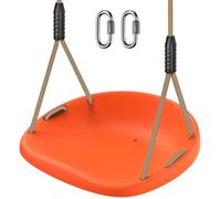 SELEWARE balançoire en Plastique, balançoire pour Enfants antidérapante avec Corde réglable et 2 mousquetons, balançoire de Jardin pour Enfants Robuste pour l'intérieur et l'extérieur, Orange.