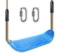SELEWARE Balançoire en plastique, ensemble de balançoire antidérapante avec corde réglable et 2 mousquetons, ensemble de balançoire robuste pour aire de jeux pour enfants, intérieur et extérieur, bleu