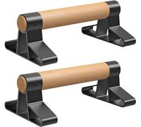 SELEWARE Barres de Pompes en Bois - Barres de parallettes antidérapantes pour la Gymnastique, Le Fitness, Les Exercices au Sol - en Bois Massif avec Support en métal Robuste - Supporte 272,2 kg