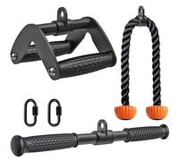 SELEWARE Kit d'accessoires pour machine à câble, barre de traction LAT, corde à triceps à double rangée, poignée en D avec poignée en caoutchouc souple offrant une sensation agréable au toucher,
