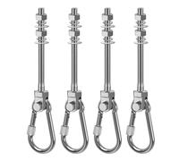 SELEWARE Lot de 4 Crochets de balançoire Robustes en Acier Inoxydable d'une capacité de 680,4 kg pour Poutre en Bois/Acier, matériel de balançoire de 12,7 cm x M2/12,7 cm pour Porche, Aire de Jeux