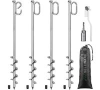 SELEWARE Lot de 4 piquets d'ancrage au Sol pour Trampoline d'extérieur - Piquet de Tente pour Chien - Piquet Rotatif pour Chien - Piquet de Tente pour balançoire - Équipement de Camping