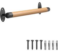 SELEWARE Main courante en bois de 40,6 cm pour escalier d'intérieur - Main courante murale avec barquettes en métal robuste - Barre d'appui d'escalier sans barrière pour personnes âgées - Rond de 3,3