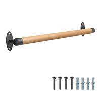 SELEWARE Main courante en bois de 91,4 cm pour escaliers d'intérieur - Main courante murale avec barquettes en métal robuste - Barre d'appui d'escalier sans barrière pour personnes âgées - Rond de 3,3