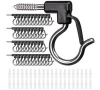 SELEWARE Q-Hanger Lot de 40 crochets de suspension en acier inoxydable avec vis pour garage, fête du Nouvel An, extérieur Fil facile à démouler et lumières LED féériques, capacité de 18 kg