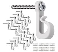 SELEWARE Q Lot de 40 crochets de suspension pour guirlandes lumineuses d'extérieur, crochets à visser pour lumières de Noël d'intérieur et d'extérieur (gris-blanc)