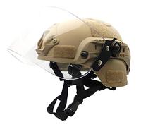 Selewell Airsoft Mich 2000 ACH Casque Tactique avec visière Transparente NVG et Rail latéral, DE