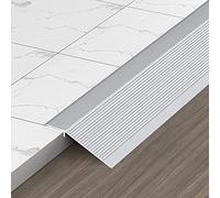 self Adhesive Aluminum Thresholds Reducer Flute,Floor Transition Strip Wood to Tile, Entry Ramp for Outside Door(Silver,Length 1.2m/47 in)