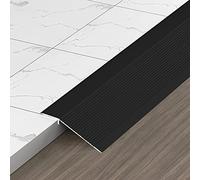 self Adhesive Aluminum Thresholds Reducer Flute,Floor Transition Strip Wood to Tile, Entry Ramp for Outside Door(Black,Length 1.2m/47 in)