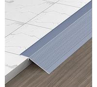 self Adhesive Aluminum Thresholds Reducer Flute,Floor Transition Strip Wood to Tile, Entry Ramp for Outside Door(Gray,Length 1.2m/47 in)