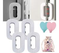 Self-Adhesive Fridge Lock Latch System, Refrigerator Lock Freezer Safety Lock, Freezer Lock for Upright Freezer, For Prevent Protect Kids Children Pets Search the Refrigerators (white,4pcs)
