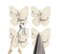 Self Adhesive Hooks,4 Pieces Sticky Butterfly Rotating Hanger - Strong Sticky hooks|design That Helps You Mount Various Items Including Coats, Bags, And Accessories. This Effective Item Separation Ma