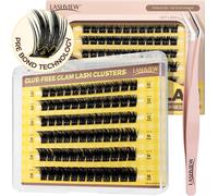 Self Adhesive Lashes Clusters Eyelashes,Press-On Lashes 10-16mm Individual Lash Extension Kit With Lash Tweezers,No Glue Needed Natural Self Adhesive Diy Eyelash Extension Kit (F24)