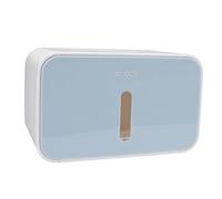 Self Adhesive Toilet Paper Holder, Wall Mounted Toilet Roll Holder Box, No Drilling Cat Proof Paper Roll Dispenser for Bathroom, Laundry Room, 8.3in×5.3in×5.3in (Blue)