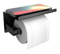 Self Adhesive Toilet Paper Holder with Phone Shelf, Wall Mounted Toilet Paper Roll Holder, Rustproof Bathroom Washroom Tissue Ro