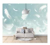 Self-adhesive Wallpaper 3D Custom Mural Fantasy white feather blue 100x70cm Wall Art Decor Sticker Home Decorations for Adult Bedroom Living Room Stickers