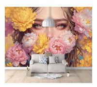 Self-adhesive Wallpaper 3D Custom Mural Woman face flowers 100x70cm Wall Art Decor Sticker Home Decorations for Adult Bedroom Living Room Stickers
