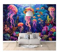 Self-adhesive Wallpaper 3D Wall Murals Colorful marine life 100x70cm Suitable for Living Room and Bedroom Tv Background Art Posters