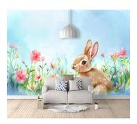 Self-adhesive Wallpaper Photo XXXL extra large Cute animal rabbit flower 100x70cm Premium Art Print Wall Mural Decoration Poster Picture Design
