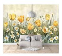 Self-adhesive Wallpaper Wall Stickers Flowers and grass tulips beige 100x70cm Mural 3D For Living Room Bedroom Restaurant Office Photo Decoration Tv Background Art Poster