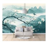 Self-adhesive Wallpaper Wall Stickers Retro flowers, birds, plum blossoms, mountain fog scenery 100x70cm Mural 3D For Living Room Bedroom Restaurant Office Photo Decoration Tv Background Art Poster