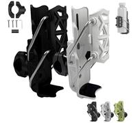 Self Adjusting Cup Holder, Adaptive Cycling Bottle Holder, Adjustable Handlebar Crash Bar Mount Cup Cage, 360 Degree Rotating Motorcycle Bicycle Water Bottle Holder (Black+White)