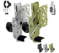 Self Adjusting Cup Holder, Adaptive Cycling Bottle Holder, Adjustable Handlebar Crash Bar Mount Cup Cage, 360 Degree Rotating Motorcycle Bicycle Water Bottle Holder (White+Green)