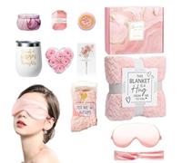 Self-Care Package Gift, Luxury Relaxation Basket,10.63x9.06in Flannel Blanket Set, Soft Cozy Blanket, Spa Essentials Kit for Birthday Surprise, Mom, Sister, Friend
