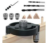 Self Centering Dowel Jig - Adjustable Drill Guide, Handheld Hole Locator Tool for Accurate Woodworking Drilling for Woodworkers Remodelers Contractors Carpenters Handymen Homeowners Kitchen Closet