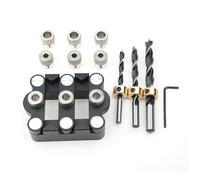 Self Centering Doweling Jig Clamping Precise Alignment Dowel Drill Guide Punch Locator for Woodworking Furniture Making with 3 Drill Bits Aluminum Alloy 13 32mm