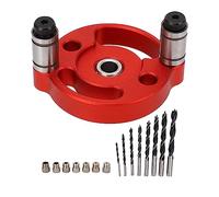 Self Centering Doweling Jig, Hole Punch Locator, Round Hole Punch Locator Set Self Adaptive Centering Woodworking Guide Puncher with Drill Bushings (Red)