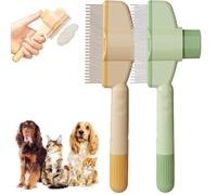 Self-Cleaning Comb for Pets, Self-Cleaning Pet Brush for Long-Haired and Short-Haired Cats, Knot and Tangle Detangler Tool Accessories for Dogs and Cats (yellow+green)