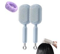 Self Cleaning Hair Brush, Retractable Hair Brush, Cushion Airbag Massage Combs, Anti Static Massage Comb, for Women Men All Types (Blue * 2)
