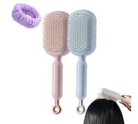 Self Cleaning Hair Brush, Retractable Hair Brush, Cushion Massage Combs, Anti Static Massage Comb, for Women Men All Types (Pink + Blue)