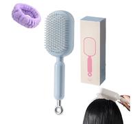 Self Cleaning Hair Brush, Retractable Hair Brush, Cushion Massage Combs, Anti Static Massage Comb, for Women Men All Types (Blue)