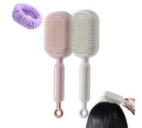 Self Cleaning Hair Brush, Retractable Hair Brush, Cushion Massage Combs, Anti Static Massage Comb, for Women Men All Types (Pink + White)