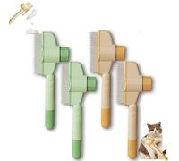 Self-Cleaning Pet Flea Comb Grooming Brush,2025 New Cat Grooming Brush,Flea Pet Hair Removal Comb Flea Comb, Cat Dog Brush for Massaging and Cleaning Shedding Pet Hair (2pcs-Green+2pcs-Yellow)