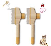 Self-Cleaning Pet Flea Comb Grooming Brush,2025 New Cat Grooming Brush,Flea Pet Hair Removal Comb Flea Comb, Cat Dog Brush for Massaging and Cleaning Shedding Pet Hair (2 pcs-Yellow)