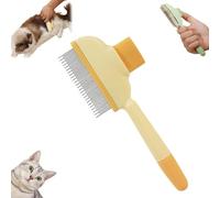 Self-Cleaning Pet Flea Comb Grooming Brush, Pet Hair Removal Comb Flea Comb, 2025 New Multifunctional Cat Brush,Pet Flea Comb for Cat & Dogs,Cat Dog Brush for Massaging and Cleaning Shedding-Yellow