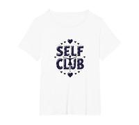 Self Club : Un Design Autonome pour Les Amateurs d'amour-Propre T-Shirt, Femme Grandes Tailles, Blanc, 5X